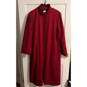 Harve Bernard Women's Red Wool Overcoat 14 Full Length Pockets Classic Classy